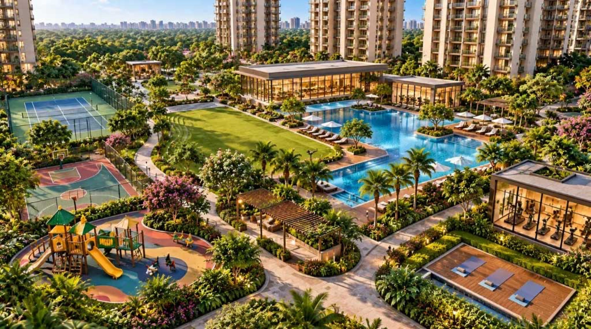 Aerial view of amenities