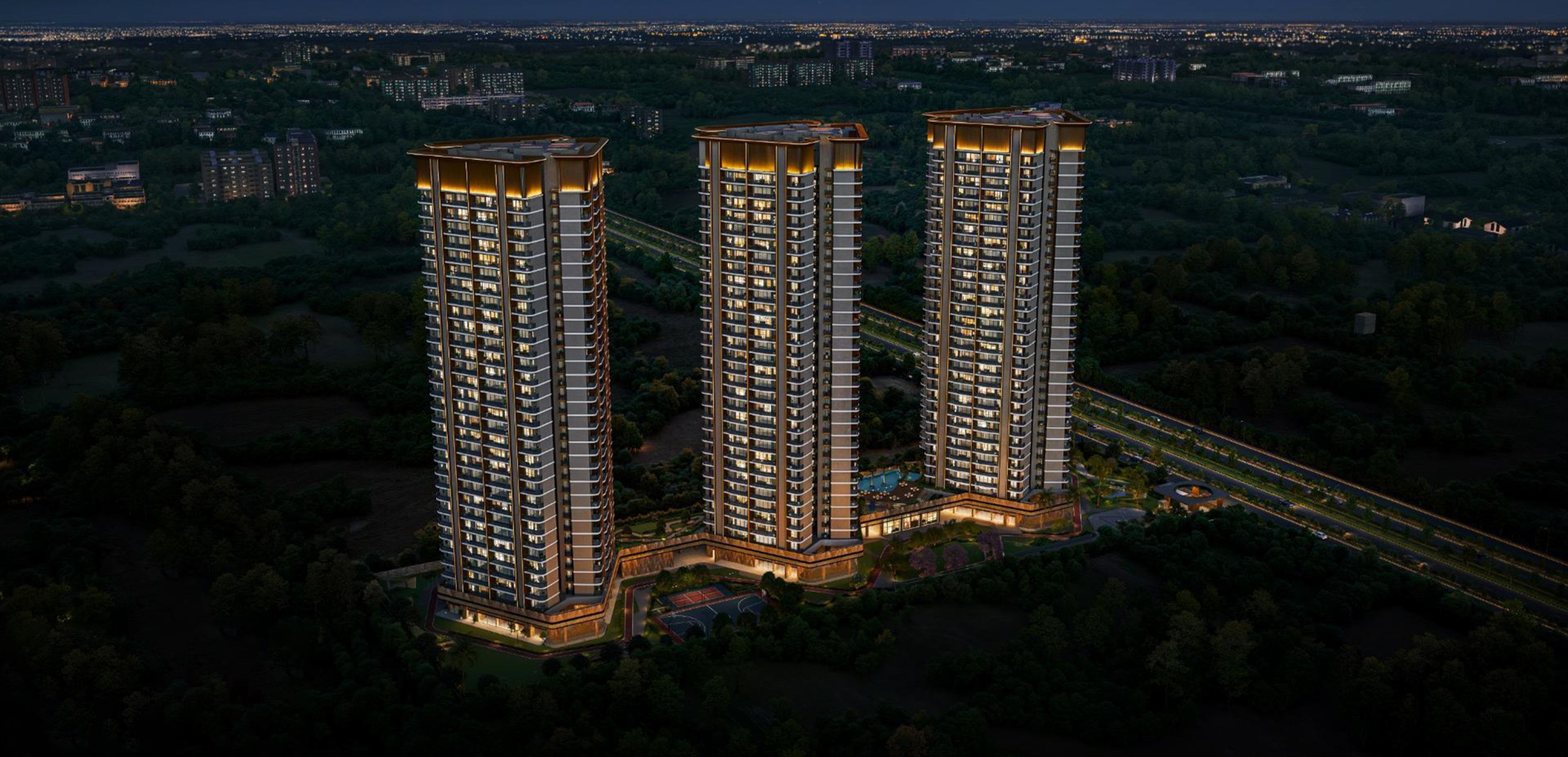 Towers at night